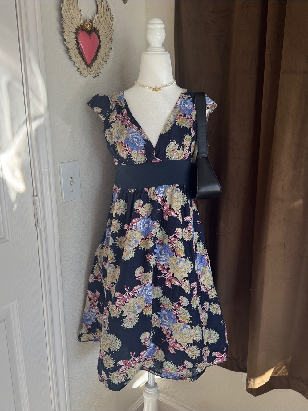 Derek Heart Y2K Floral Dress in Navy and Multicolor